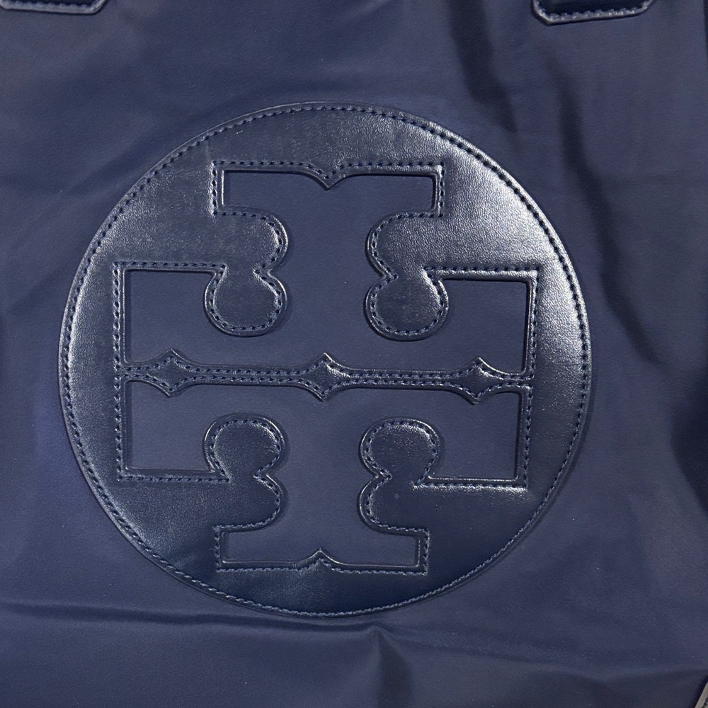 Tory Burch Navy Tote Bag with Logo - Picture 9 of 14